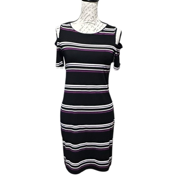 White House Black Market Dresses & Skirts - WHBM Stripe Cold Shoulder Jersey Knit Dress Size XS